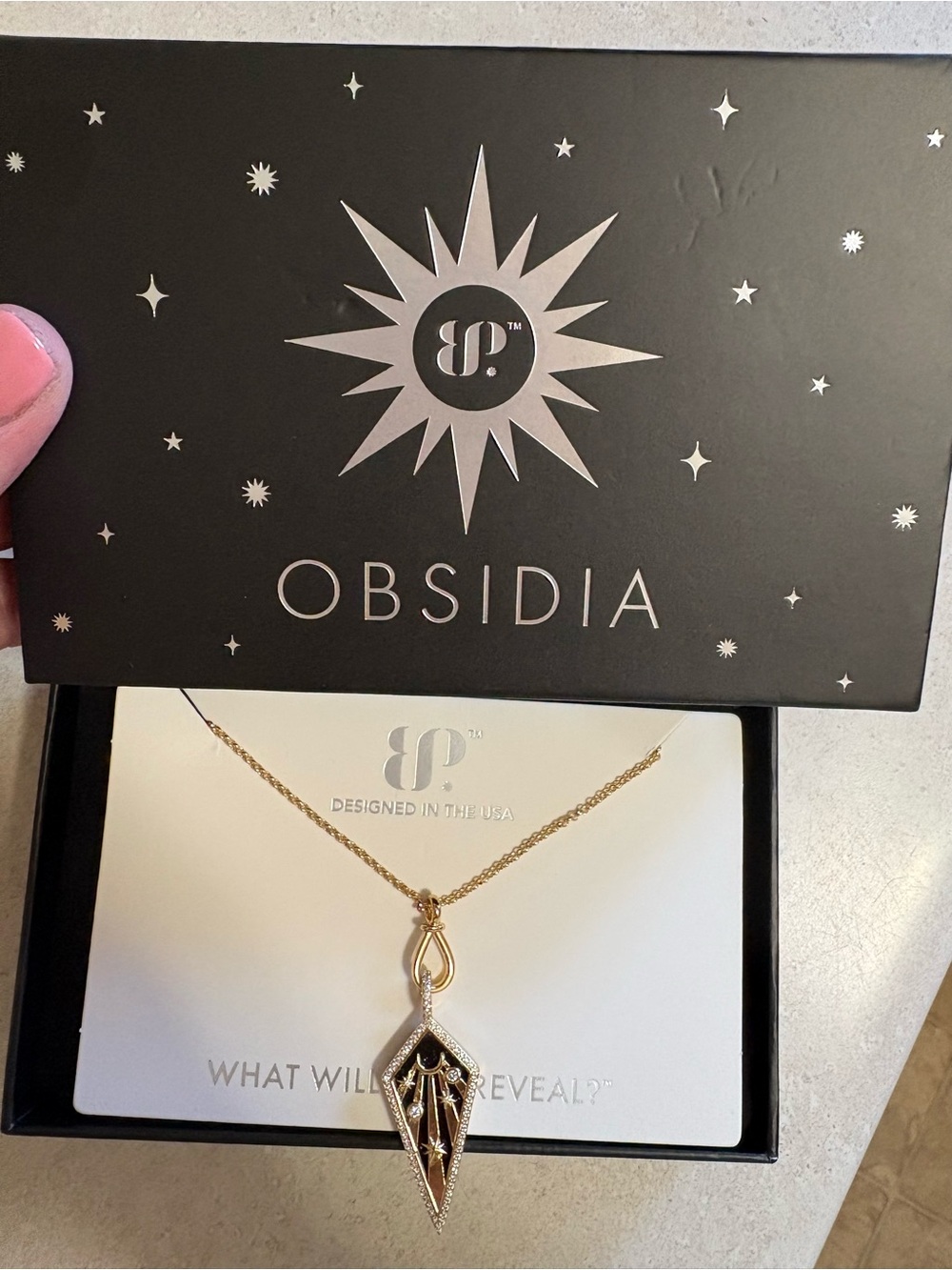 Gold and Black Pendant Necklace -